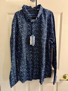 Robert Graham Black Shirt with Blue Micro-Print
